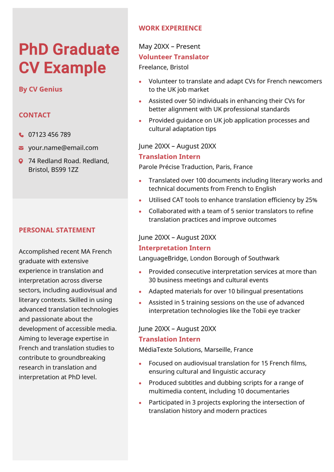 9 Graduate CV Examples, Template, and Writing Tips