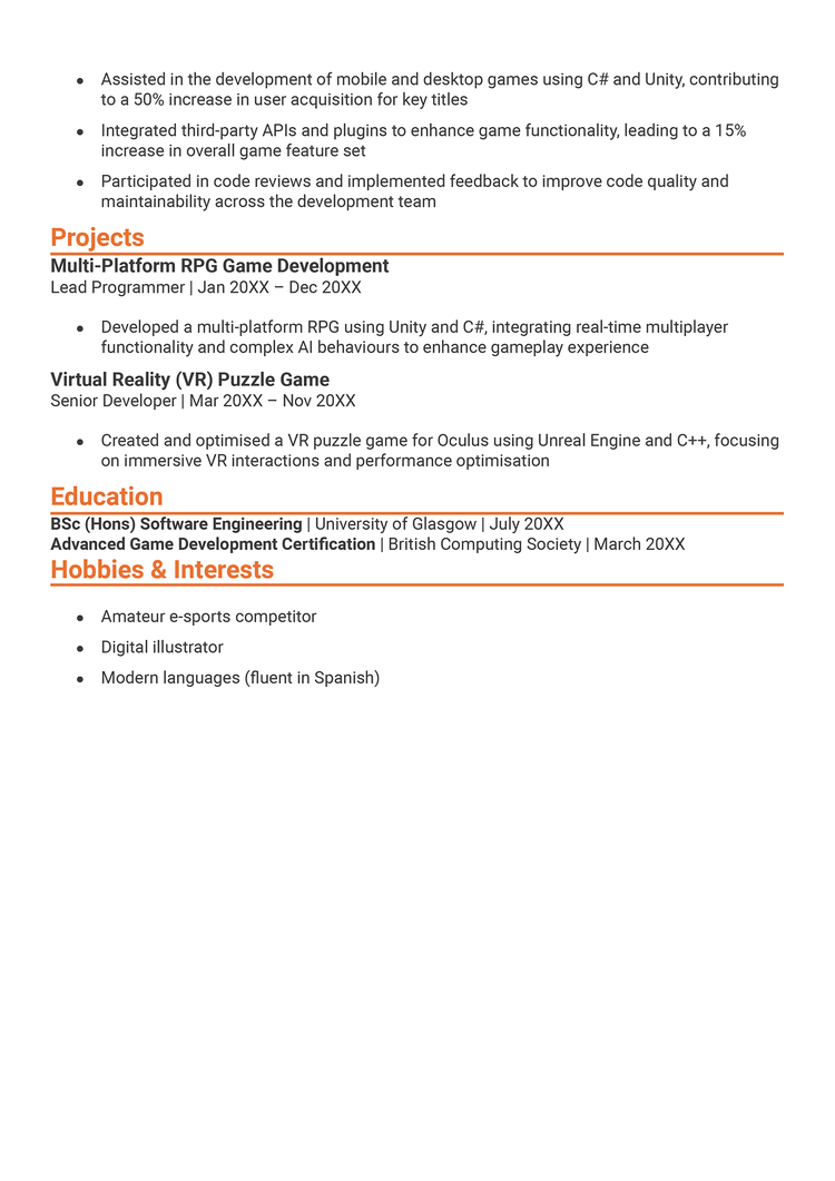 Programmer CV Example for 2025 (with Writing Tips)