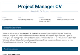 A project manager CV example