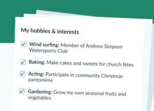 hobbies and interests for personal statement