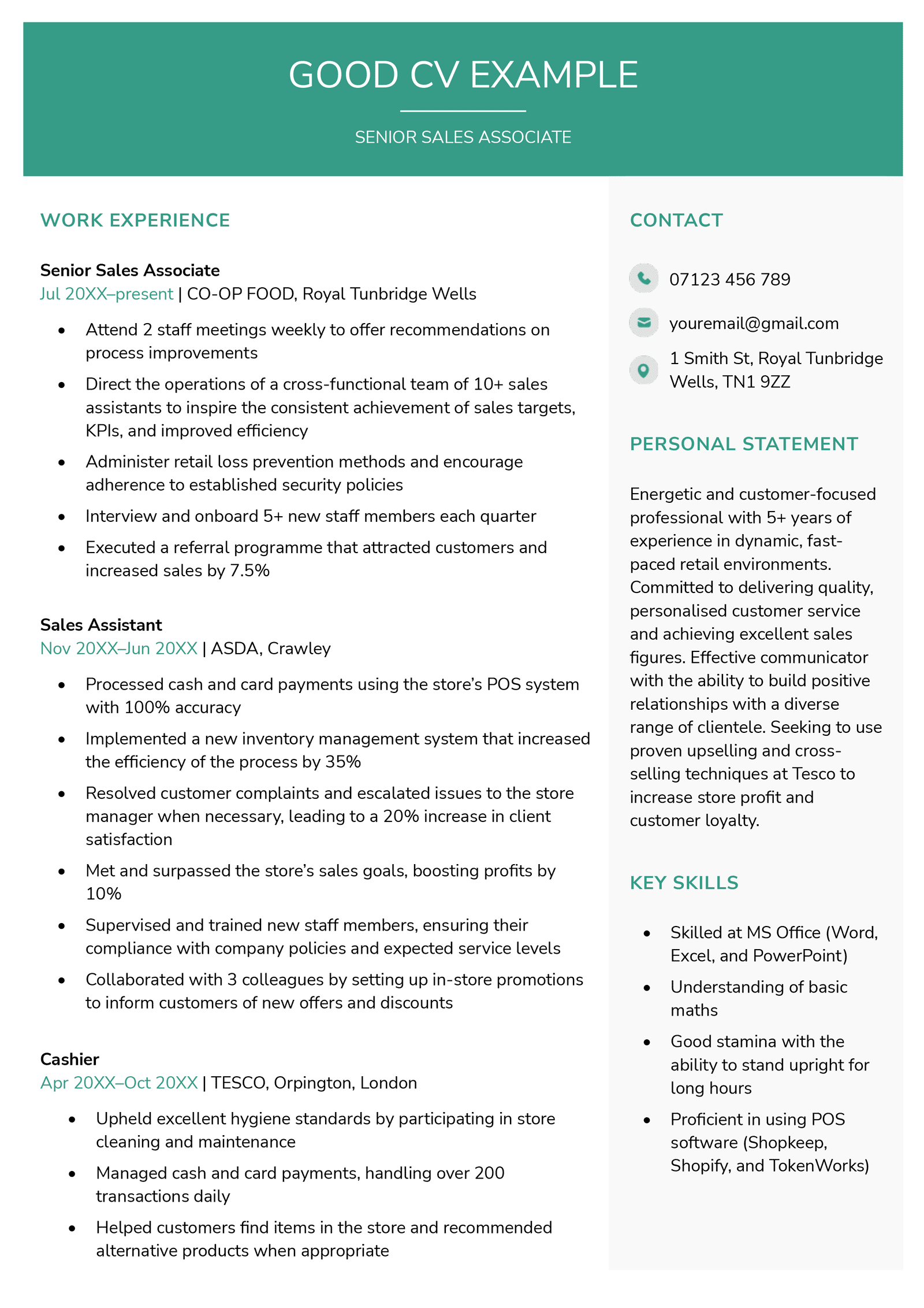 A CV written by a candidate after they