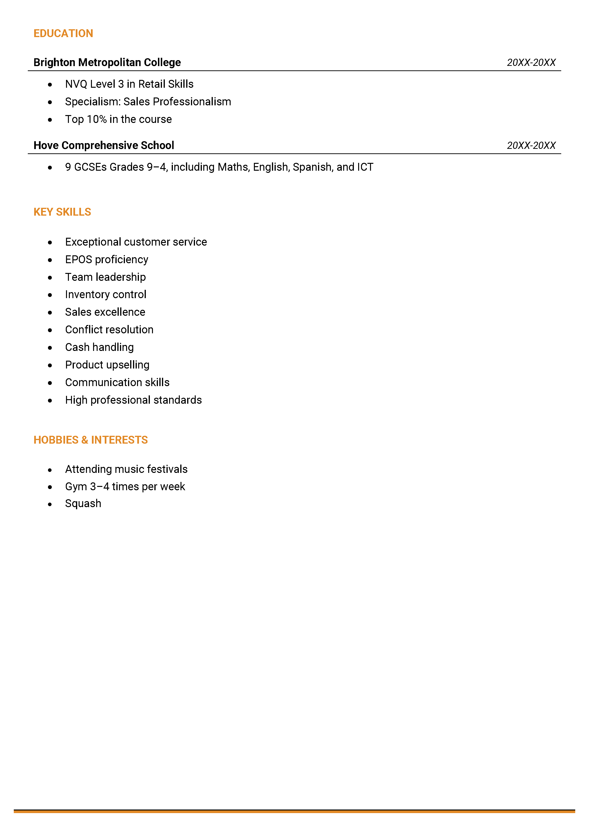 Retail Assistant CV Example Template Writing Tips