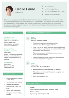 Modèle CV Roussillon Menthe