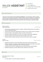 Sales Assistant CV Example How To Write