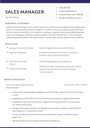 Sales Manager CV Example Skills Free Download 