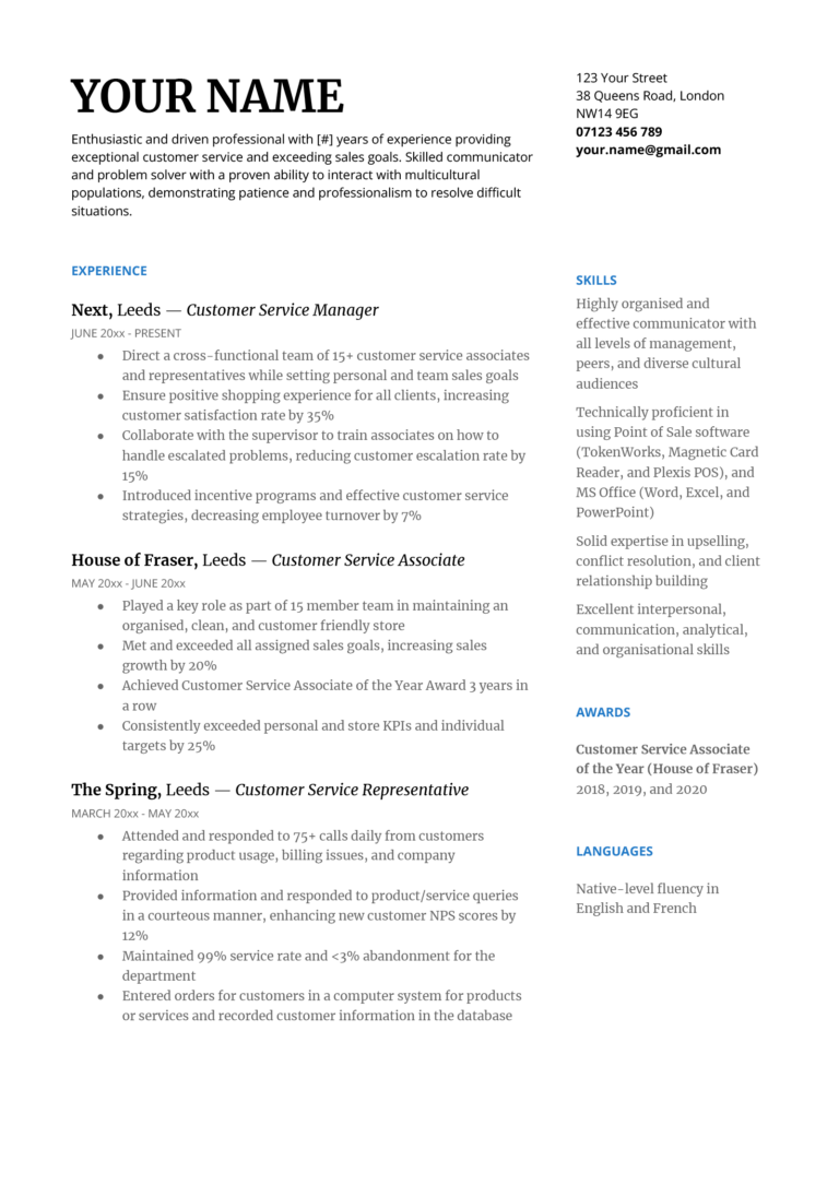 how to make a good resume in google docs