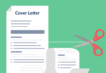 Cutting a cover letter shorter with scissors to represent hort cover letter examples