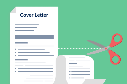 Cutting a cover letter shorter with scissors to represent hort cover letter examples