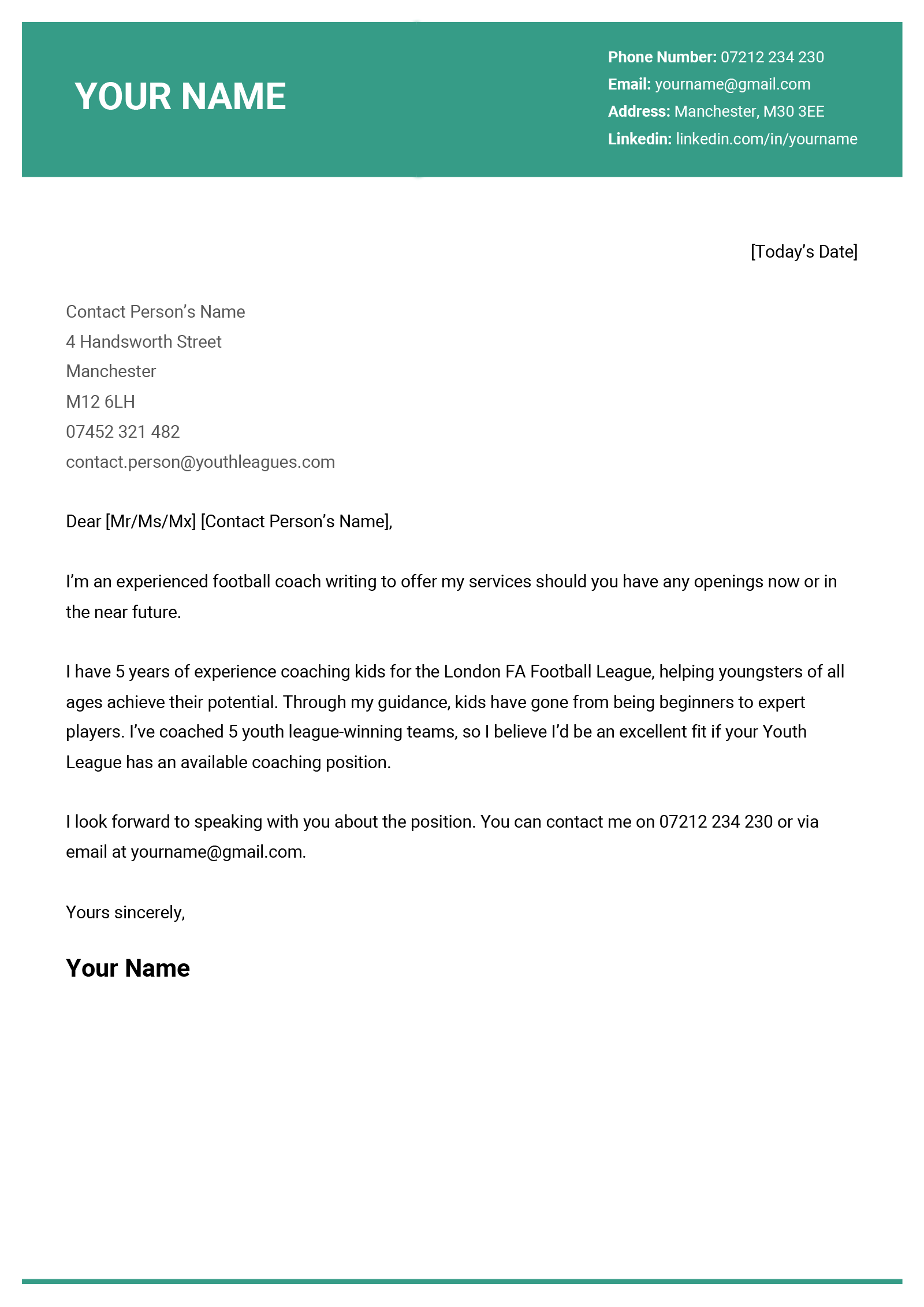 short cover letter sample example