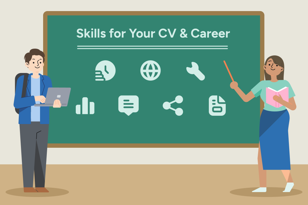 An illustration of different types of skills for a CV.