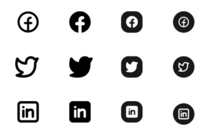 A black-and-white image showing 12 CV icons for social media profiles