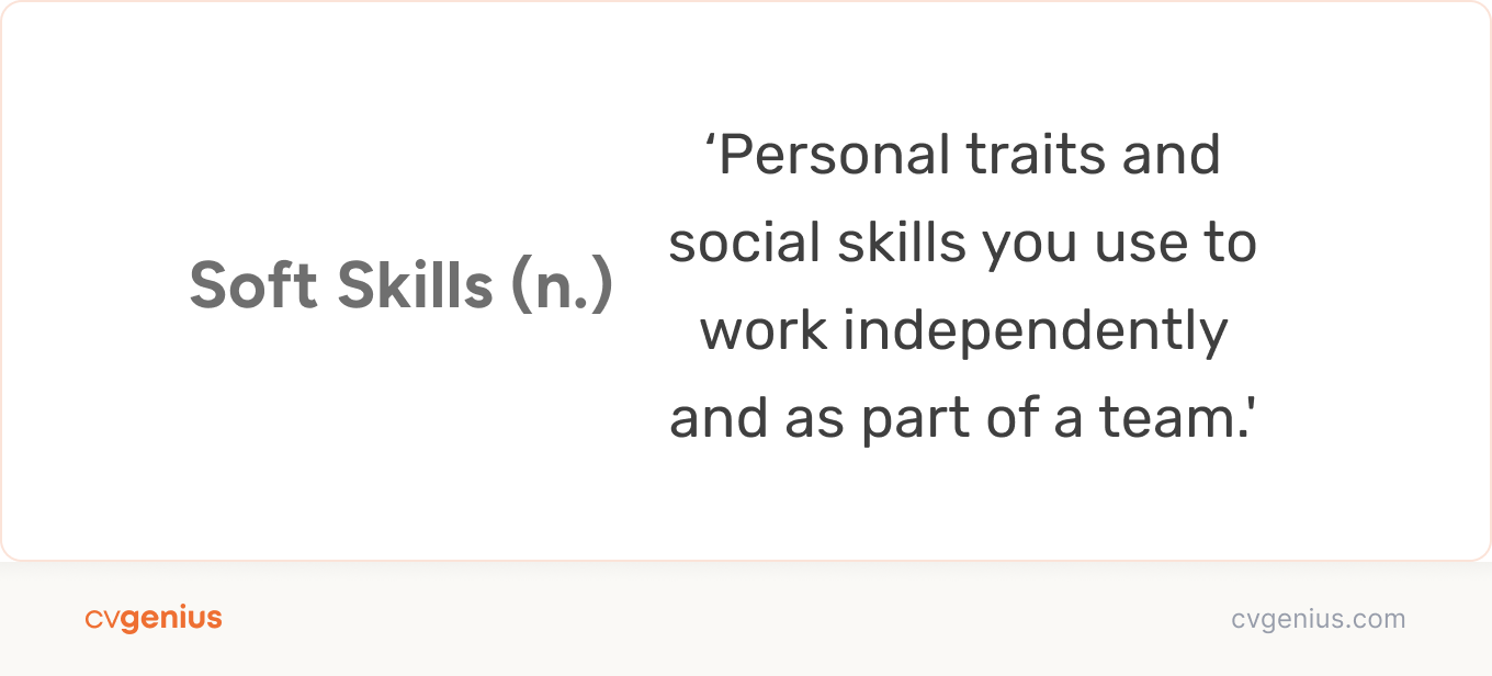The definition of soft skills in big, clear text.
