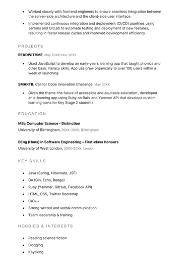 Software Engineer CV Example, Template, and Tips for 2025