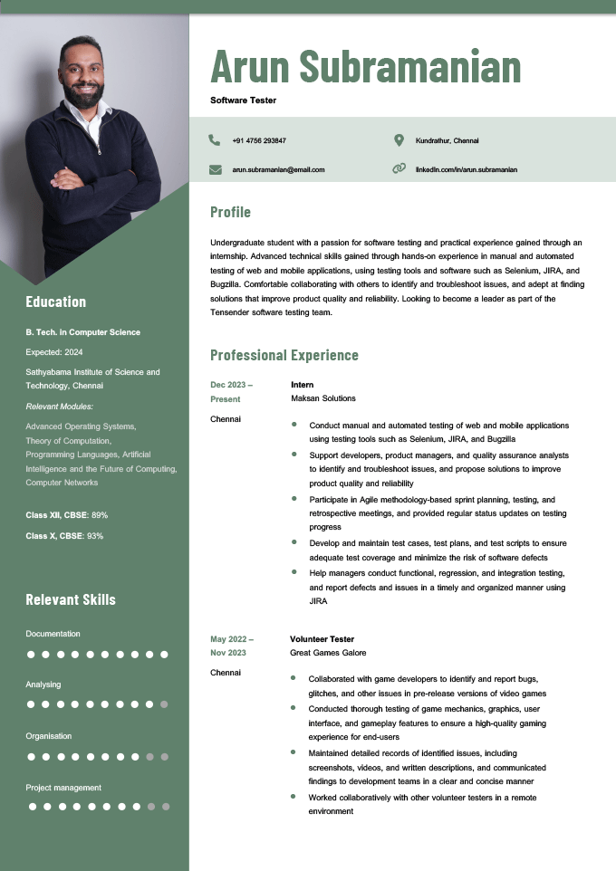 Resume For Freshers Templates Format Tips   Software Testing Resume For Fresher Template 