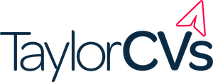 The TaylorCVs logo with the company name and the outline of a paper plane in red
