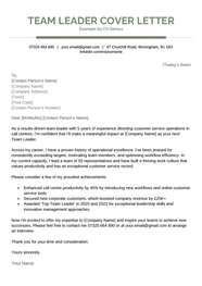 Team Leader Cover Letter Example Free Template