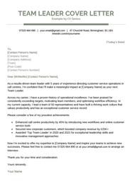 Team Leader Cover Letter Example Free UK Template