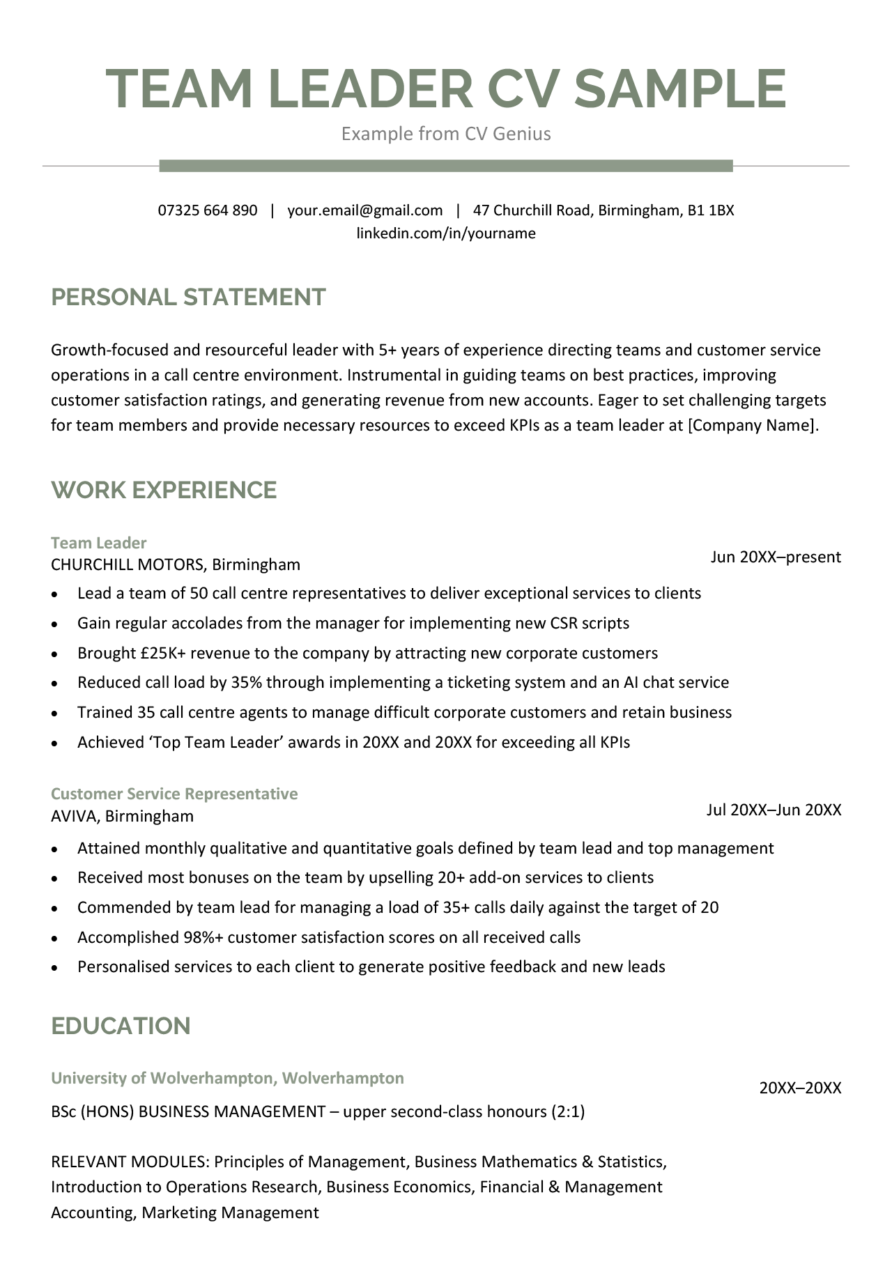 Team Leader CV: Example, Template, & Writing Tips