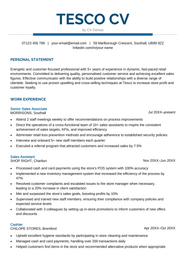 Tesco CV Example Template Free Download 