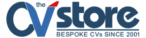 The CV Store logo, featuring the company name in a blue font above the company slogan