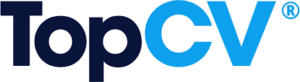 The TopCV logo with the company name written in a dark and pale blue font 