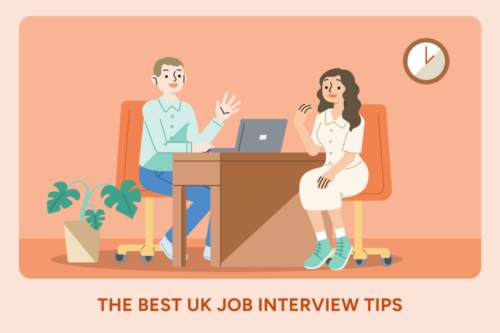 An image of an interviewer and candidate to illustrate the UK job interview tips concept.
