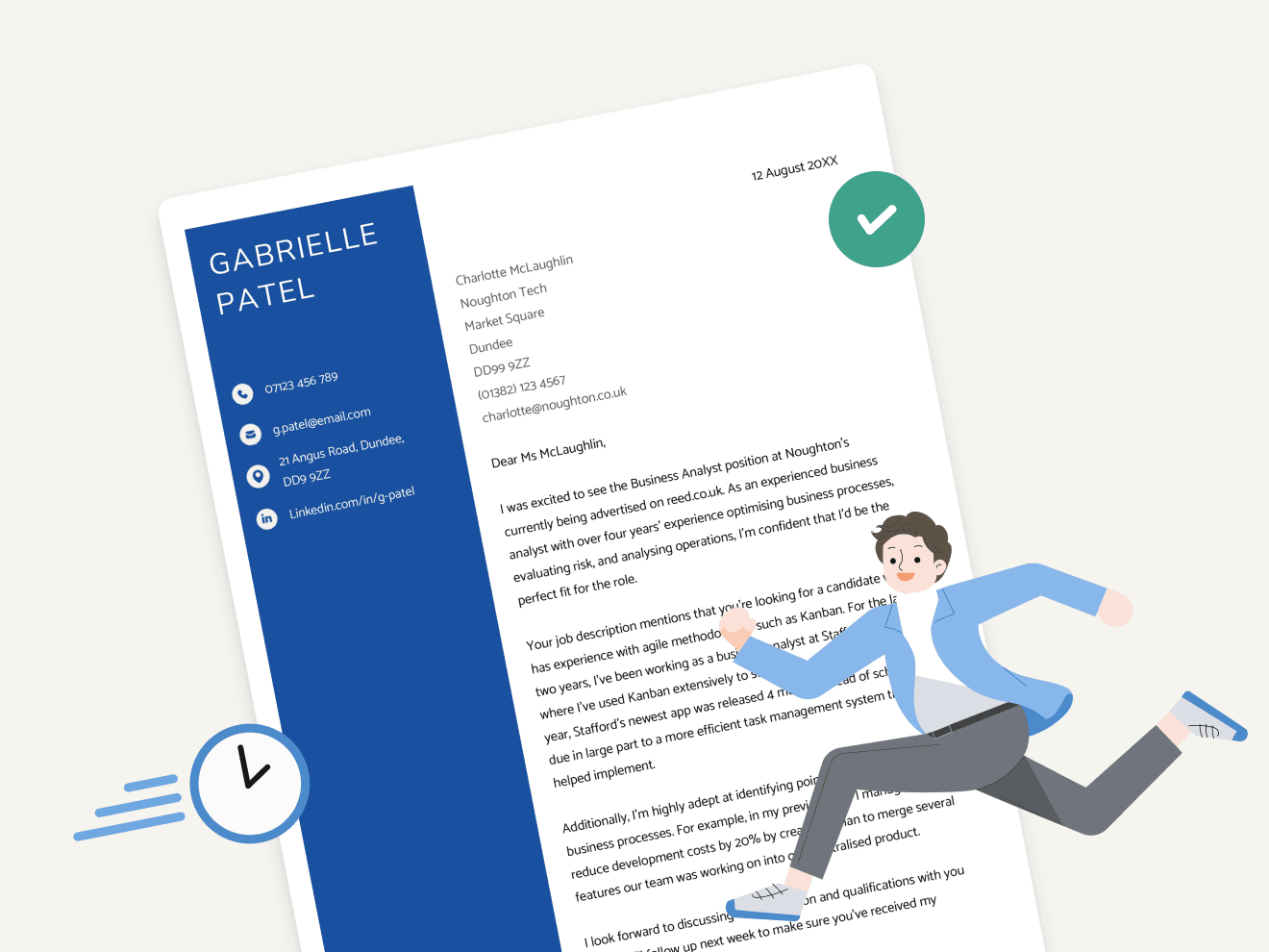 Illustration of how the CV Genius cover letter builder helps tailor your cover letter