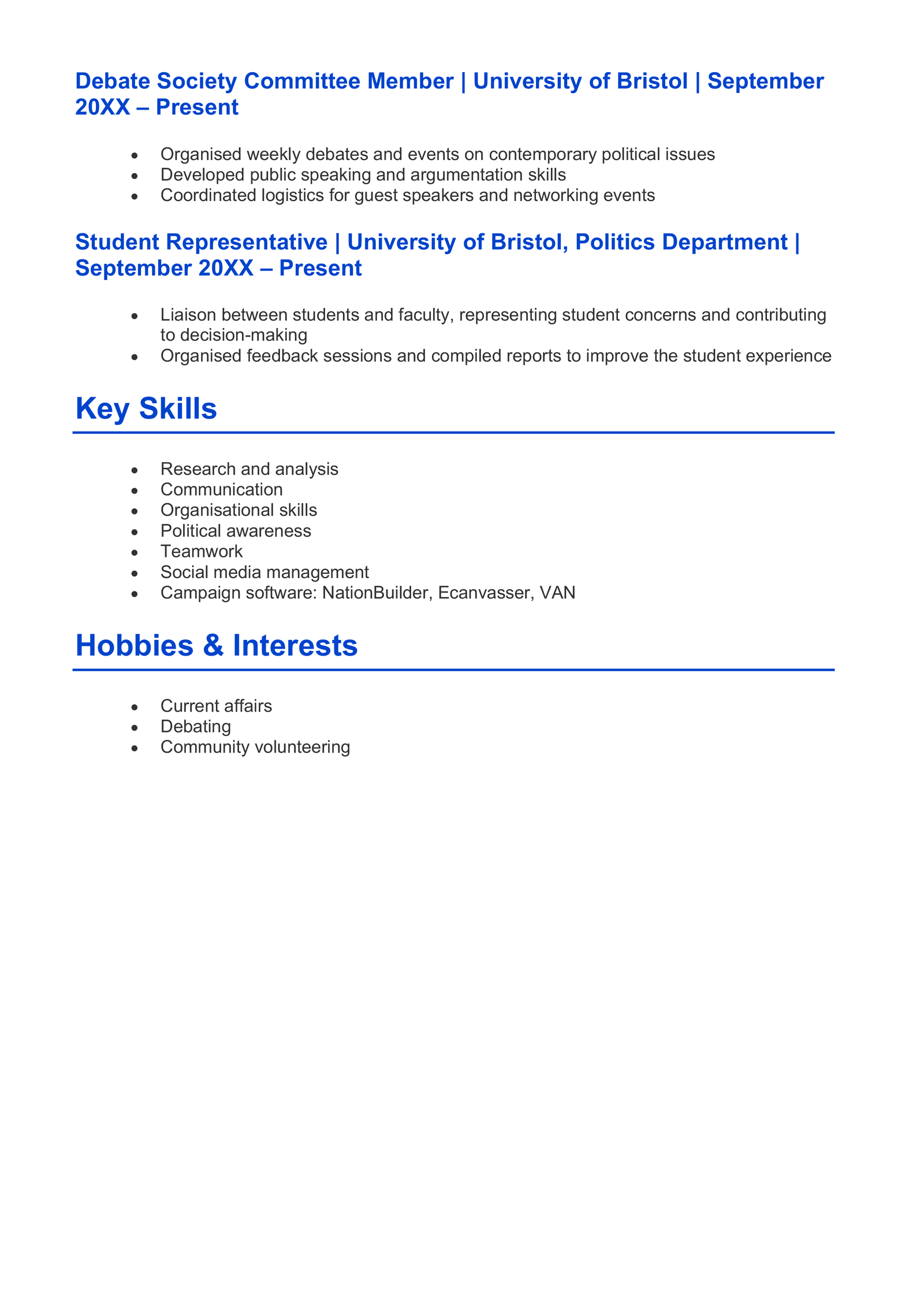 Undergrad CV - Example & Tips
