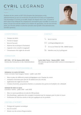 Modèle CV Vendôme Bleu