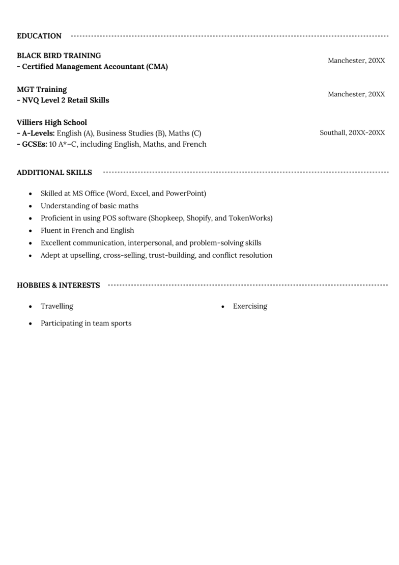 The Westminster CV template in orange.