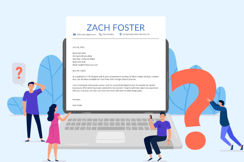 What to include in a cover letter featured image with a sample cover letter on a laptop screen