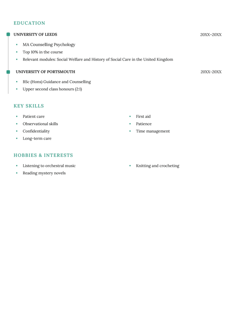 The York CV template in green.